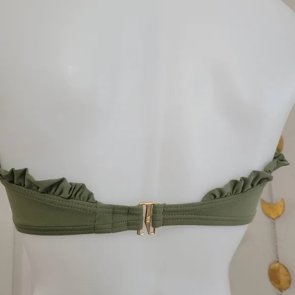 MICHAEL Michael Kors Bikini Top Olive Green Ruffle Small NWOT - Picture 3 of 15
